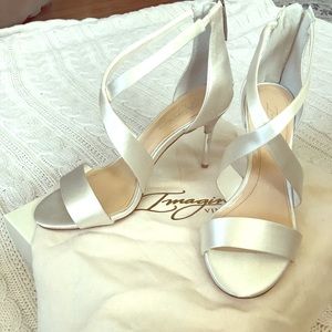 Imagine Vince Camuto Pascal Ivory Satin Sandal NWB